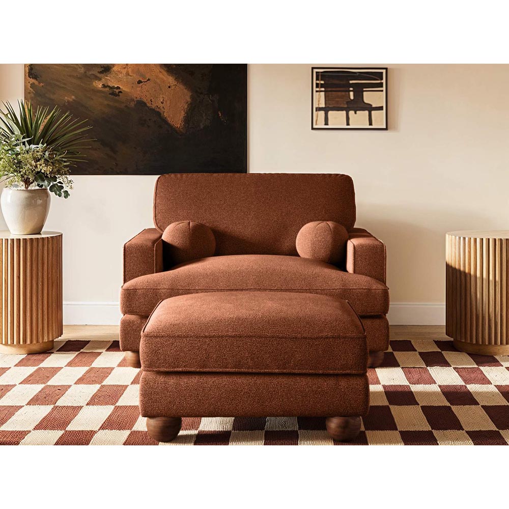 Solace+Co Addison Burnt Orange Velvet Wooden Footstool Image 5