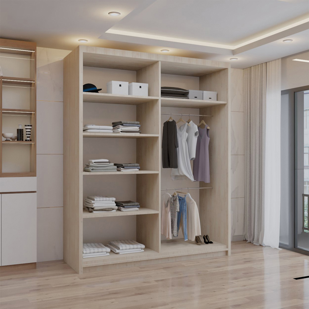 Sliding Wardrobes 4U 2 Sliding Door Oak Full Length Mirrored Wardrobe Image 2