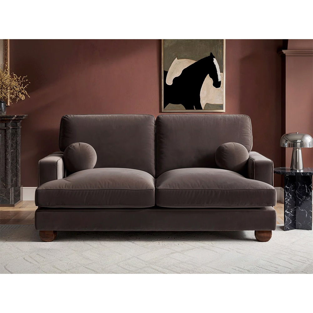 Solace+Co Addison 2 Seater Brown Velvet Sofa Image 4