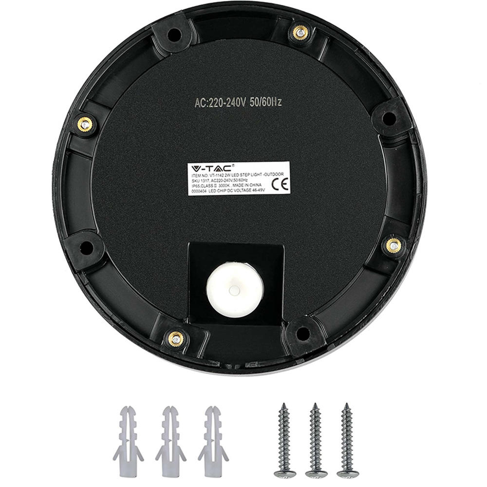 V-TAC 4 Pack 2W Black Round Cool White LED Step Light Image 4