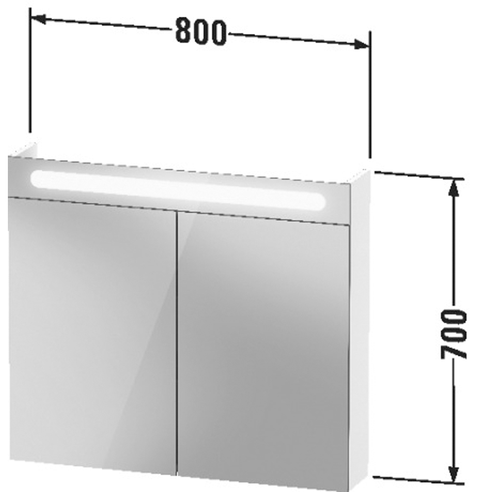 Duravit No.1 2 Door LED Mirror Cabinet 800 x 700mm Image 3