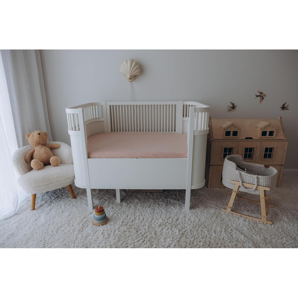 MHG Living Rose and Pink Cotton Muslin Fitted Cot Bed Sheet 140 x 70cm 2 Pack Image 2