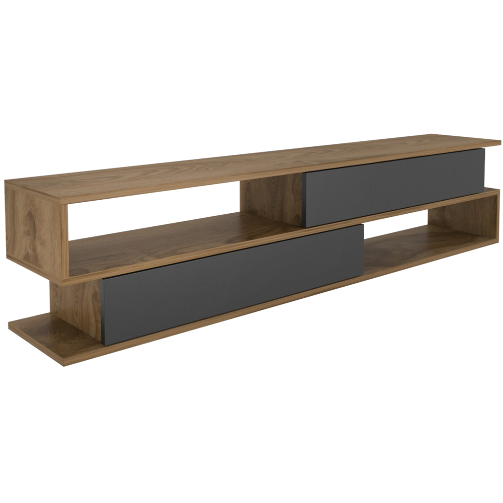 Decorotika Cortez 2 Door 2 Shelf Black and Oud TV Unit Image 2