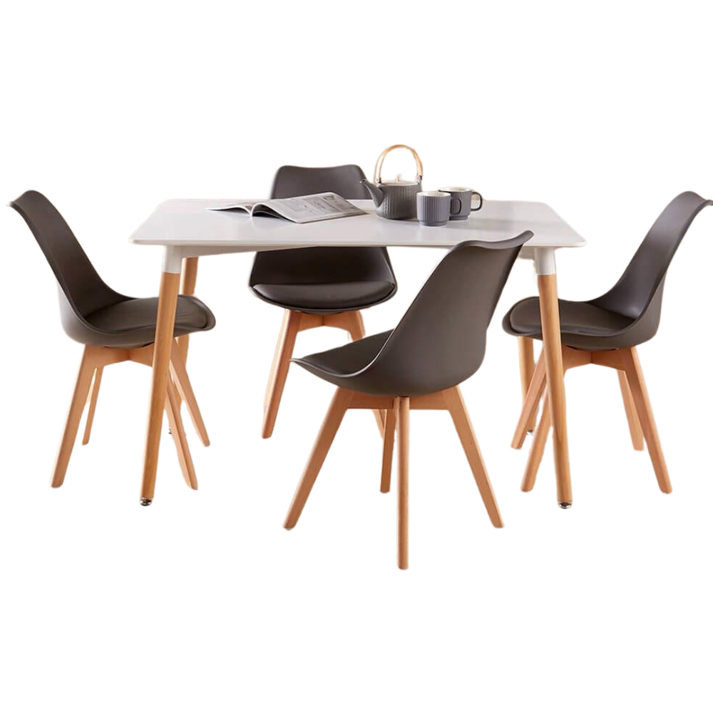 Home Source Braga Lisbon 6 Seater Dining Table Set White Image 2