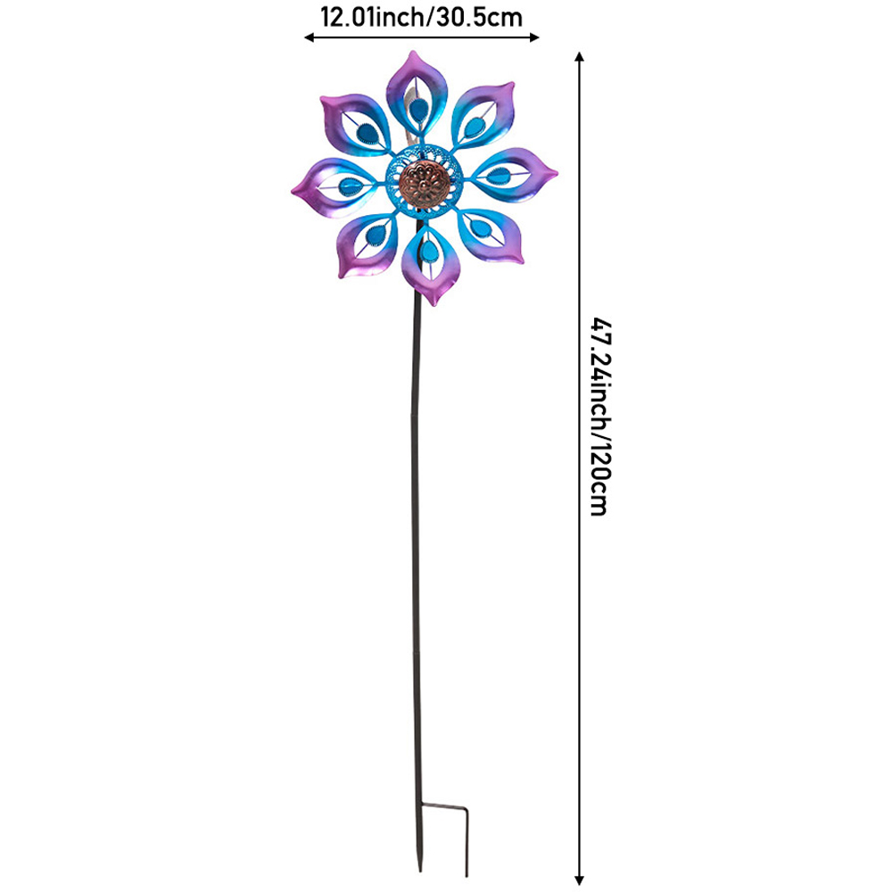 Living and Home 8 Blades Blue and Purple Metal Flower Wind Spinner 120cm Image 8