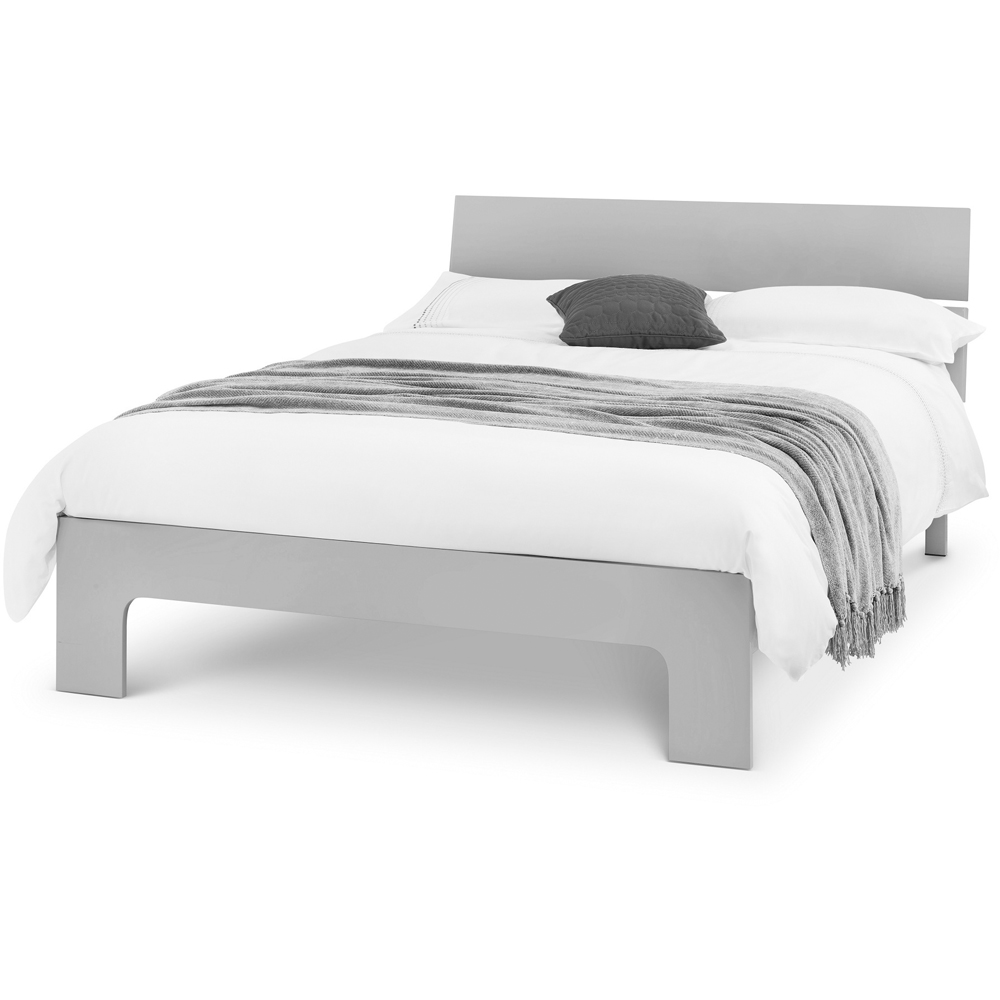Julian Bowen Manhattan Double Grey Lacquer Bed Frame Image 2