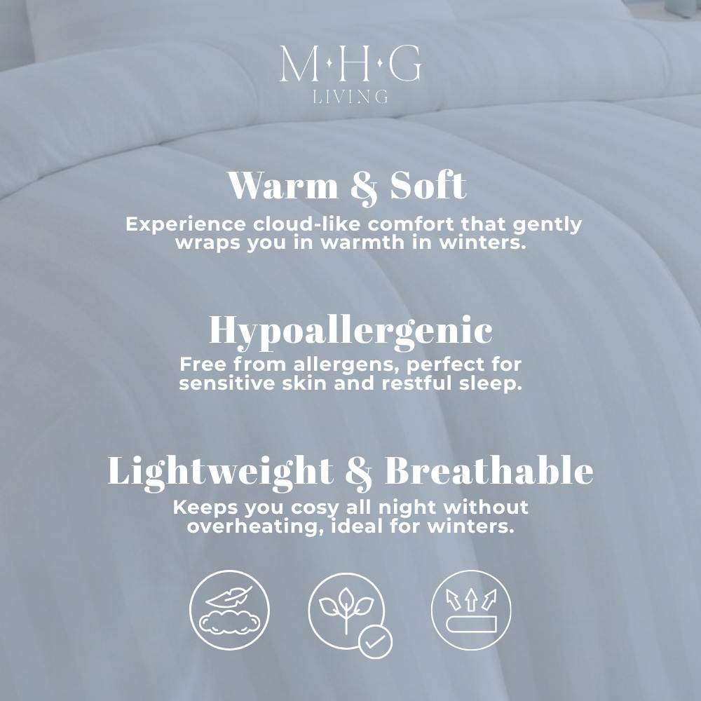 MHG Living Super King Size White Striped Extra Warm Winter Hollowfibre Duvet 16.5 Tog Image 6