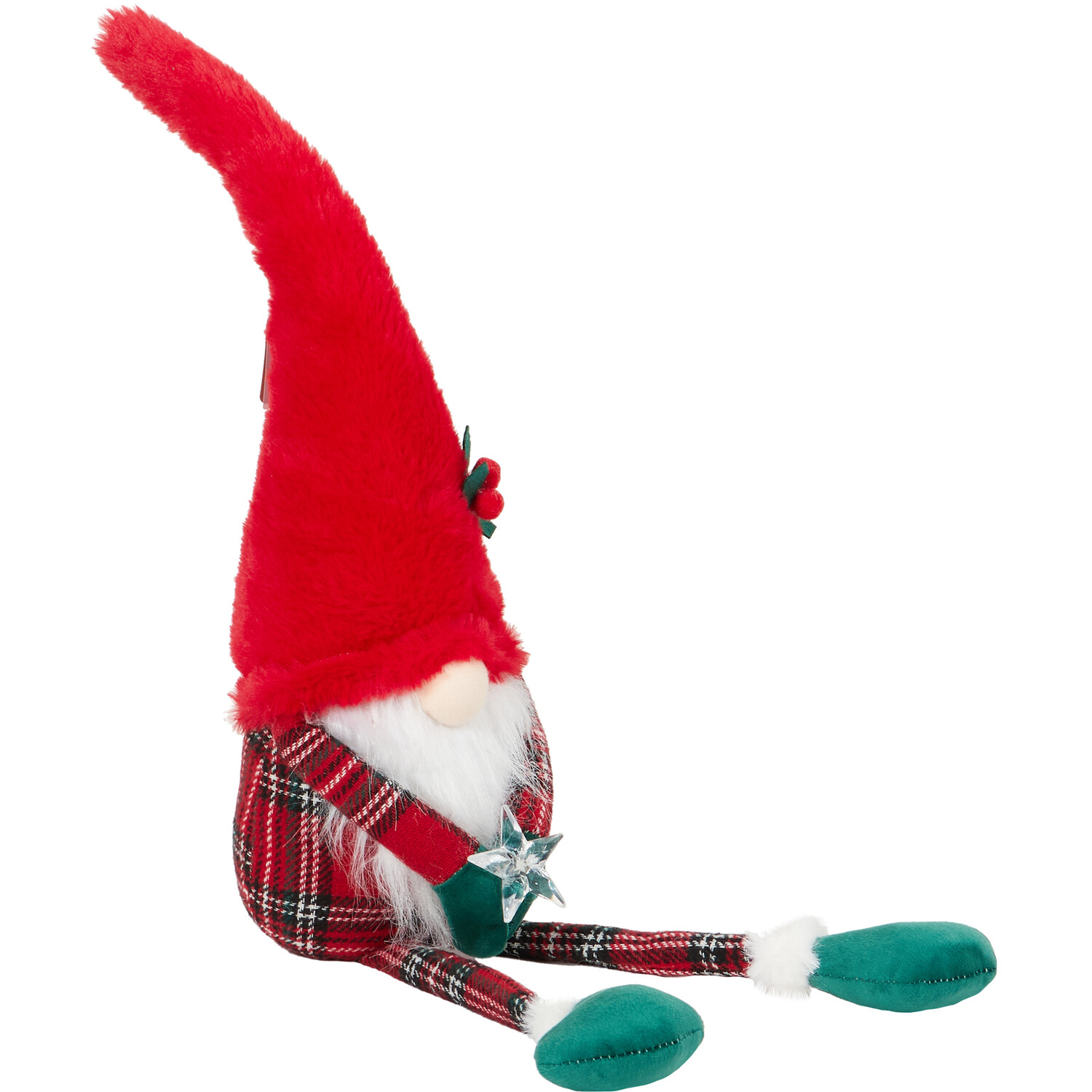 Sitting Tartan Gonk with LED Star Red - Red Image 2