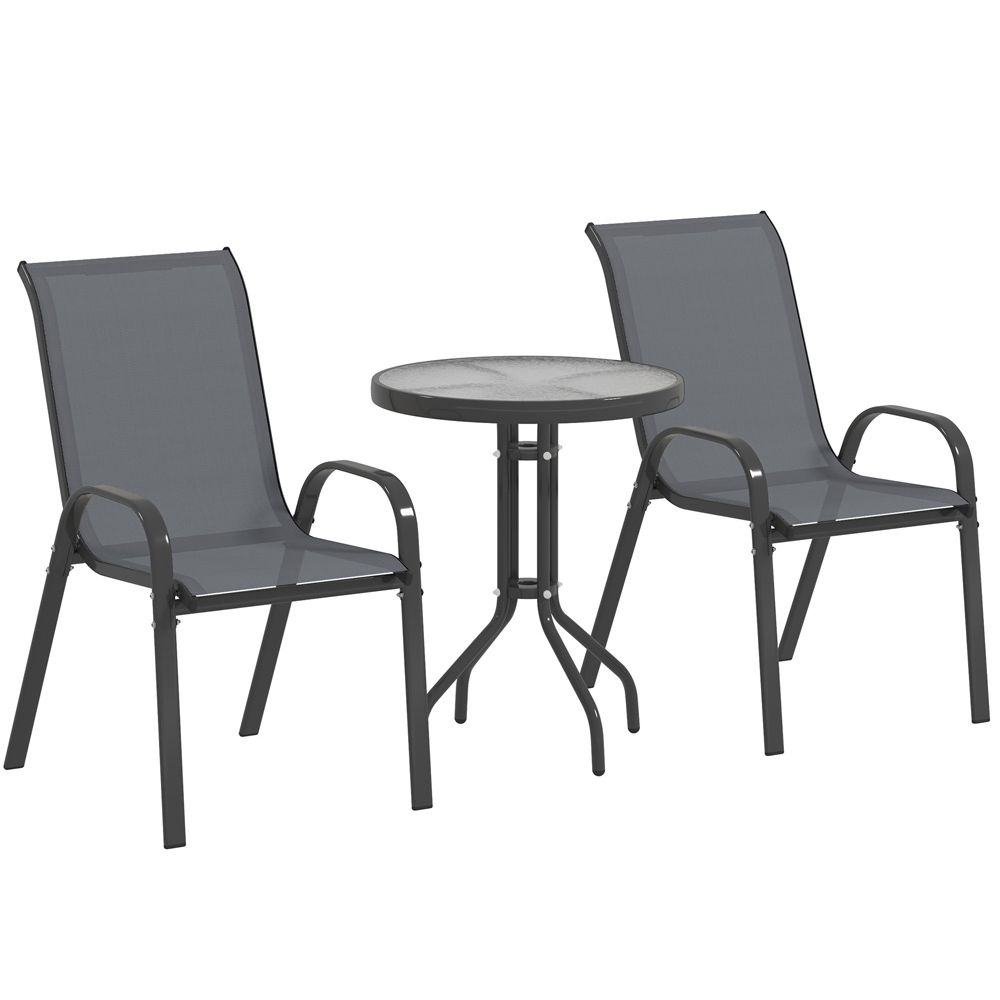 Outsunny 2 Seater Small Garden Bistro Set Dark Grey Image 2