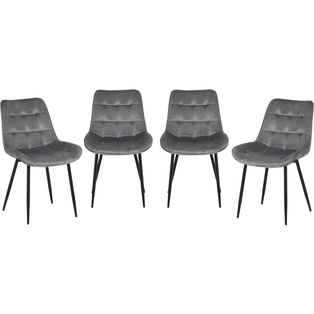 Indoor Living Erica 4 Seater Velvet Marble Top Dining Set Grey Image 3