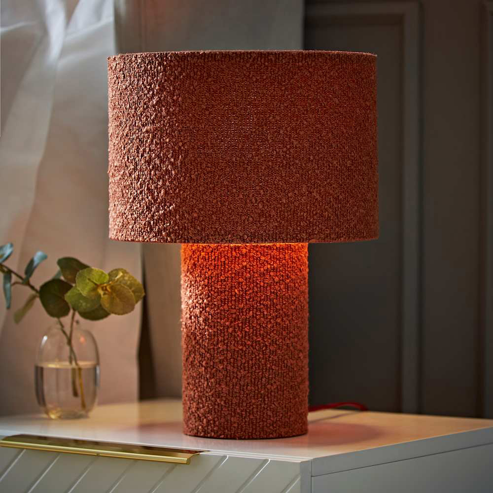 ValueLights Ash Rust Boucle Table Lamp and Bulb Image 6