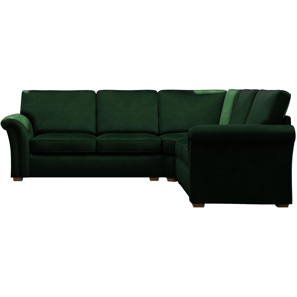 Castleacre 4 Seater Forest Green Plush Velvet Fixed Back Corner Sofa Image 3