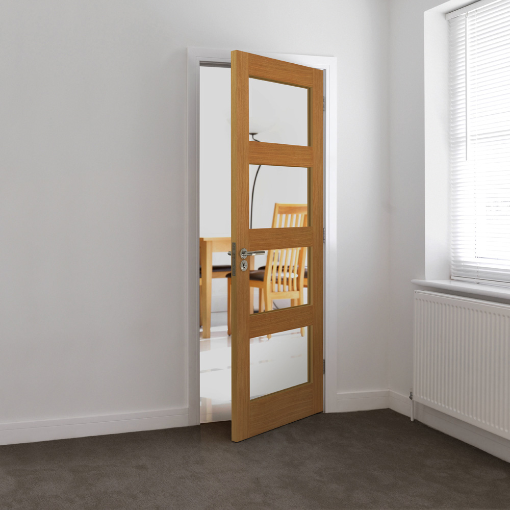 JB Kind Nevis Shaker Oak Glazed Internal Door 1981 x 838mm Image 2