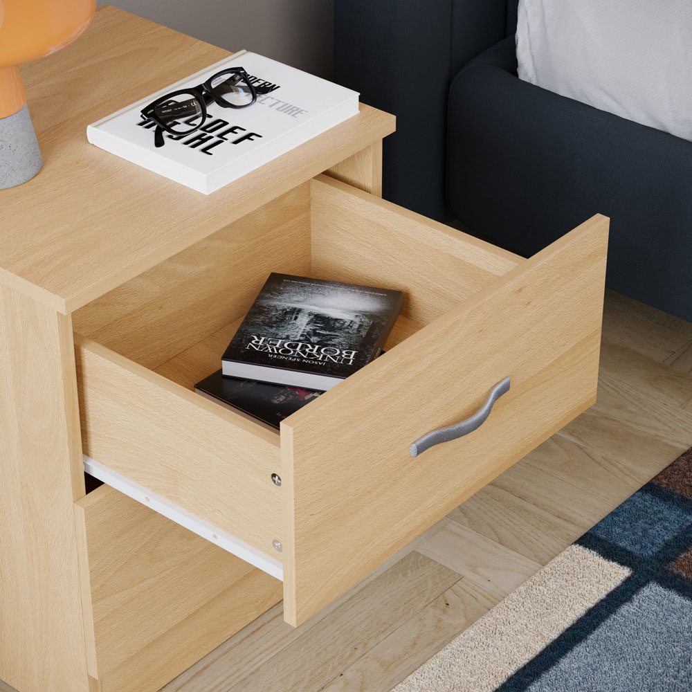 Vida Designs Riano 2 Drawer Pine Bedside Table Image 5