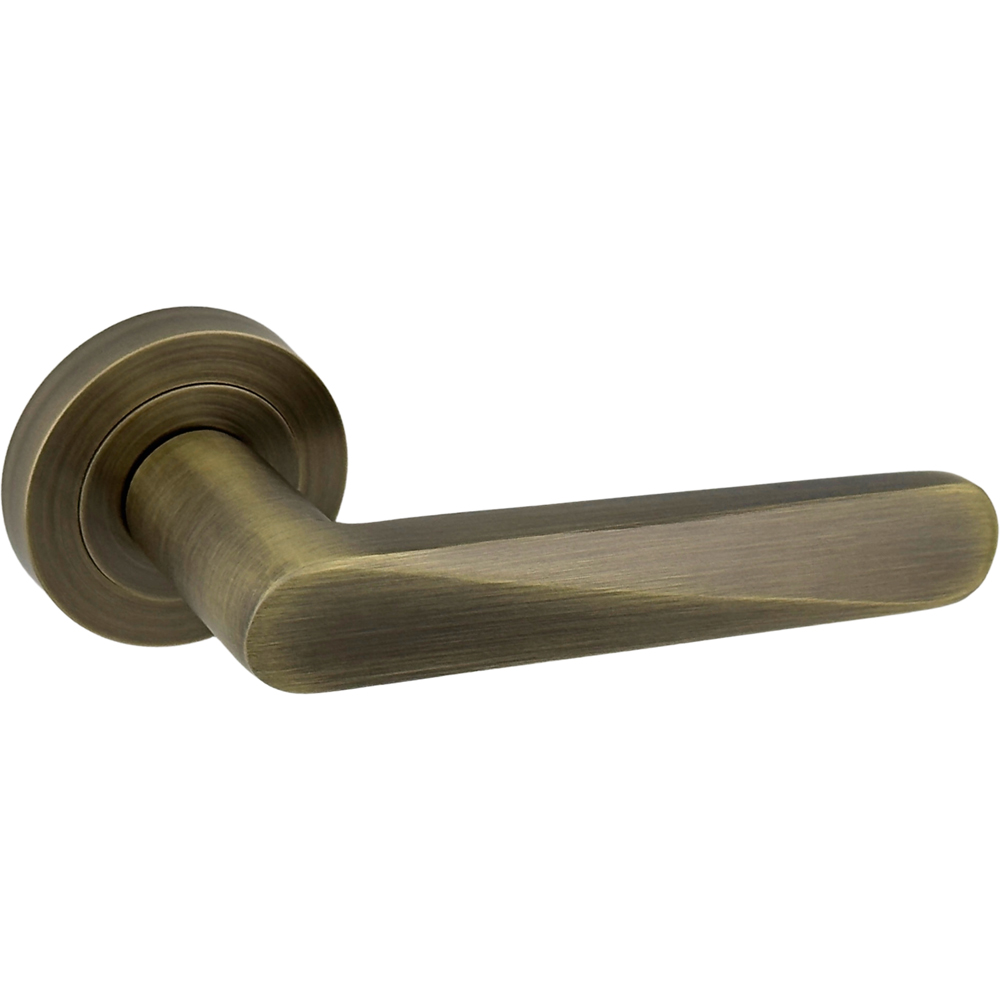 AXS Hardware Detroit Antique Brass Latch Door Handles on Rose Image 4