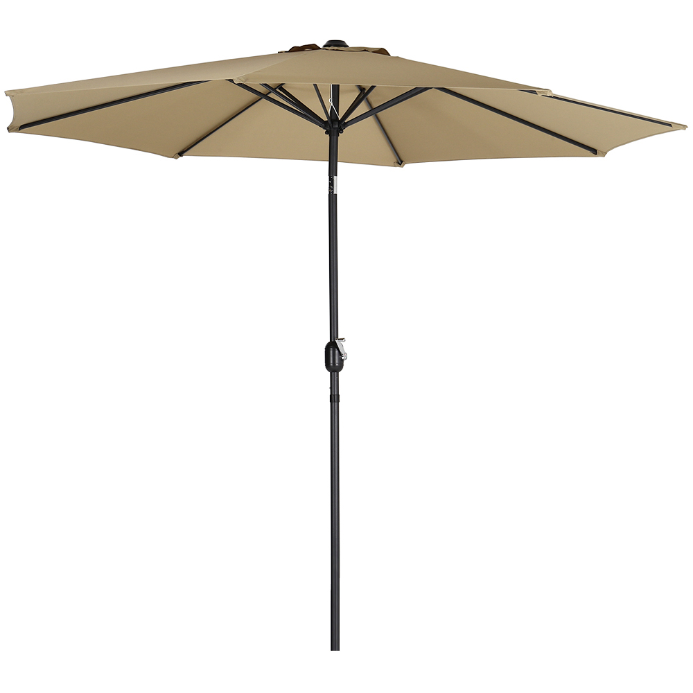 Living and Home Dark Grey LED Cantilever Parasol with Cross Base and Square Base 3m Image 1