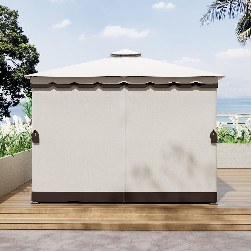 Living and Home 10 x 10ft Tiered Roof Metal Frame Gazebo with Waterproof Canopy Image 3