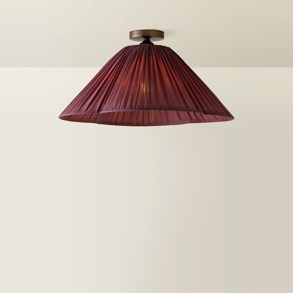 ValueLights Posie Pink Gathered Tapered Shade Flush Ceiling Light with Bulb Image 3