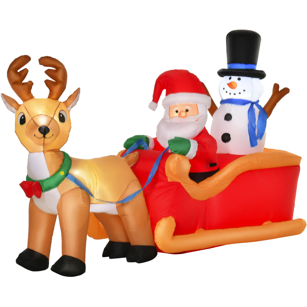 Everglow LED Inflatable Christmas Santa Claus with Snowman on Sleigh Deer 4.2ft Image 2