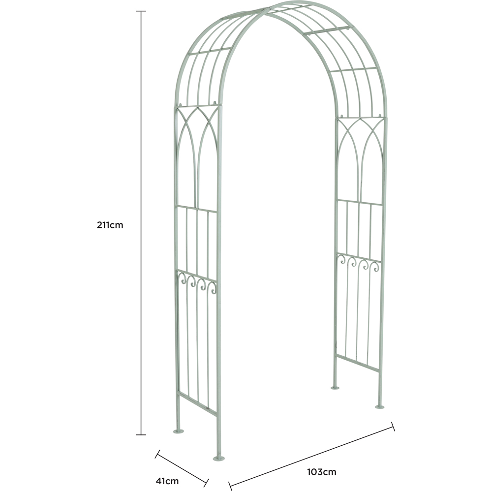 Charles Bentley 6.9 x 3.3ft Heritage Green Decorative Rustic Metal Garden Arch Image 7