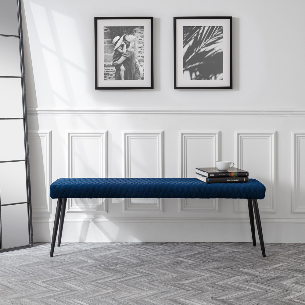 Julian Bowen Luxe 2 Seater Blue Low Dining Bench Image 7