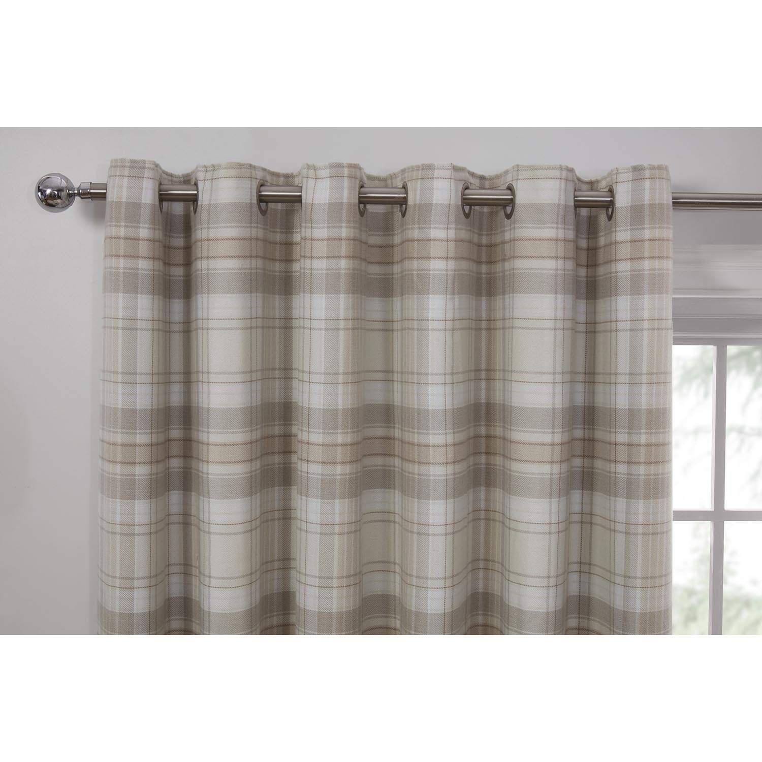 Divante Hatfield Natural Check Blackout Curtains 168 x 183cm Image 2