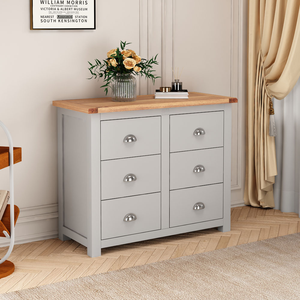 Cabinet Bits Argenta 6 Drawer Grey Chrome Cup Handle Chest of Drawers Image 5