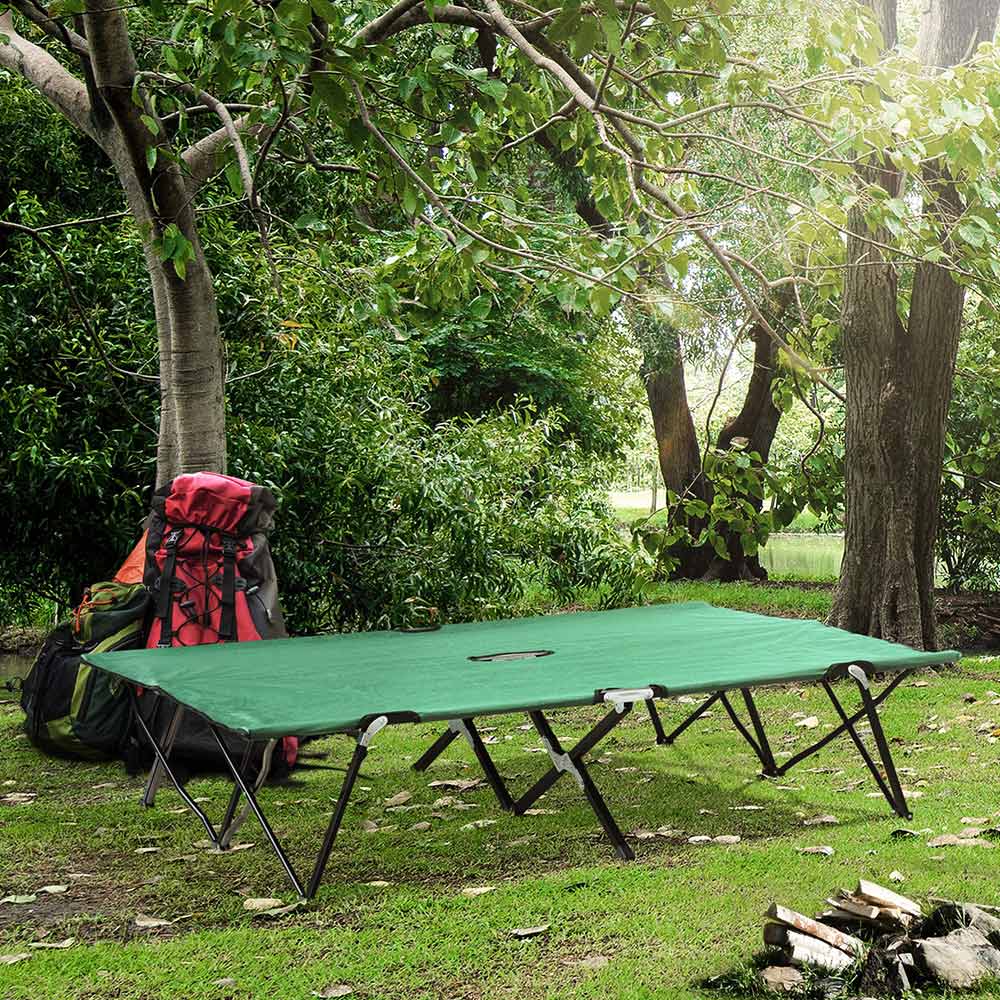 Outsunny Camping Cot with Bag Green Image 2
