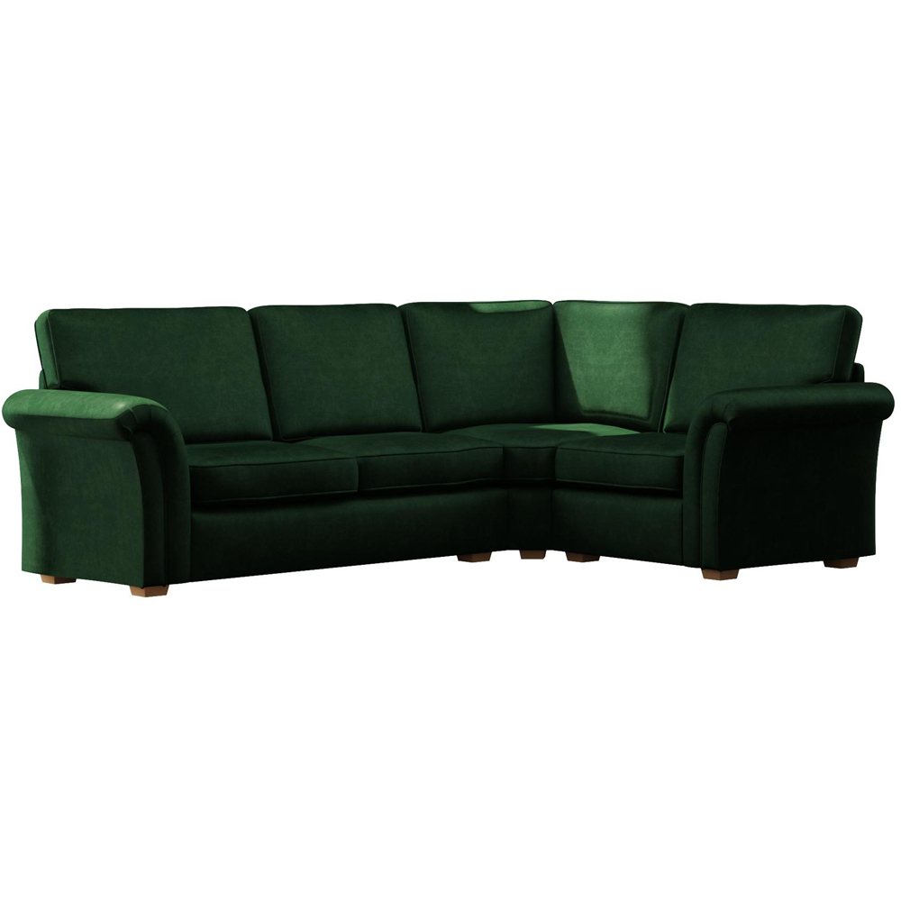 Castleacre 3 Seater Forest Green Plush Velvet Left Hand Fixed Back Corner Sofa Image 2