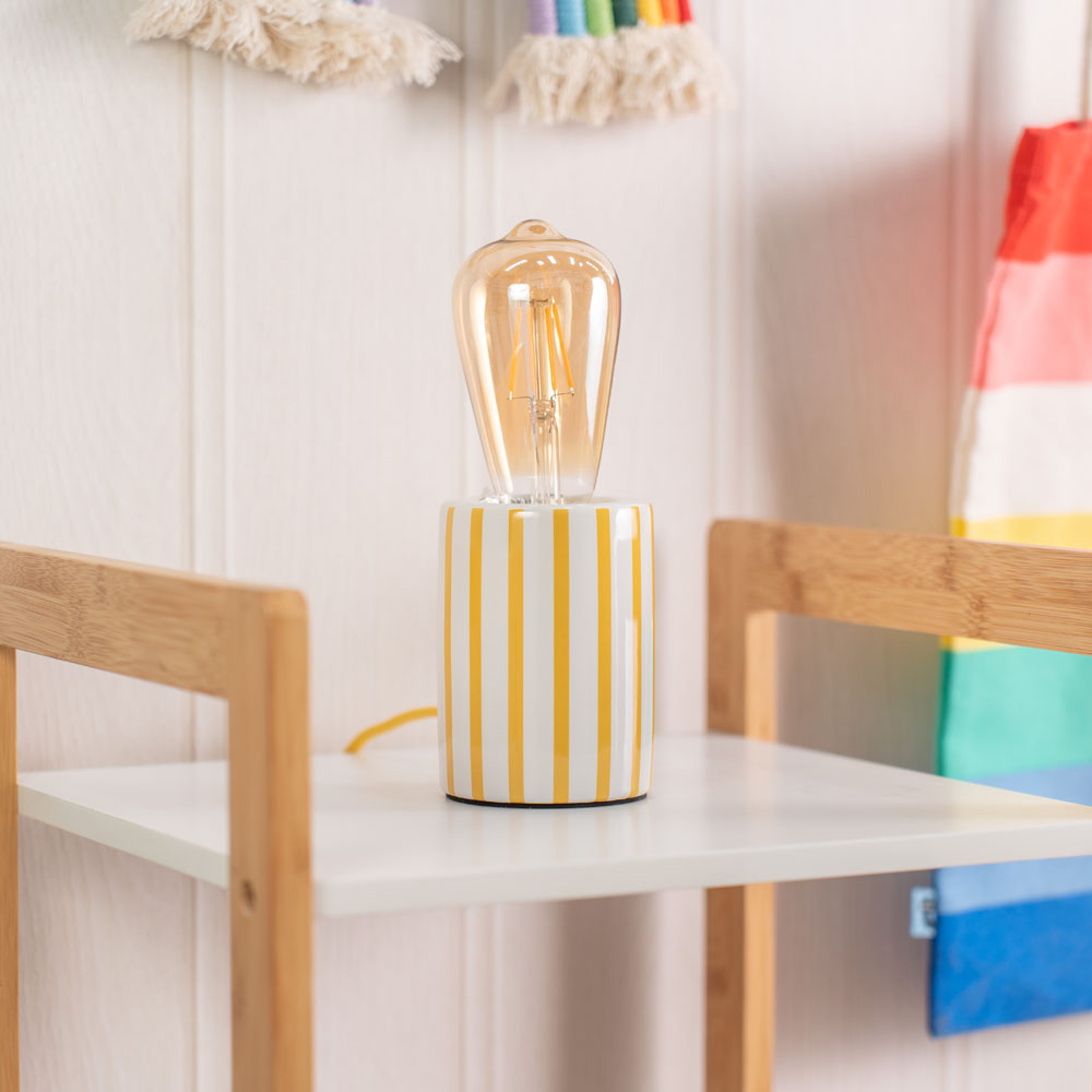 ValueLights Compact Yellow Candy Stripe LED Table Lamp Image 6