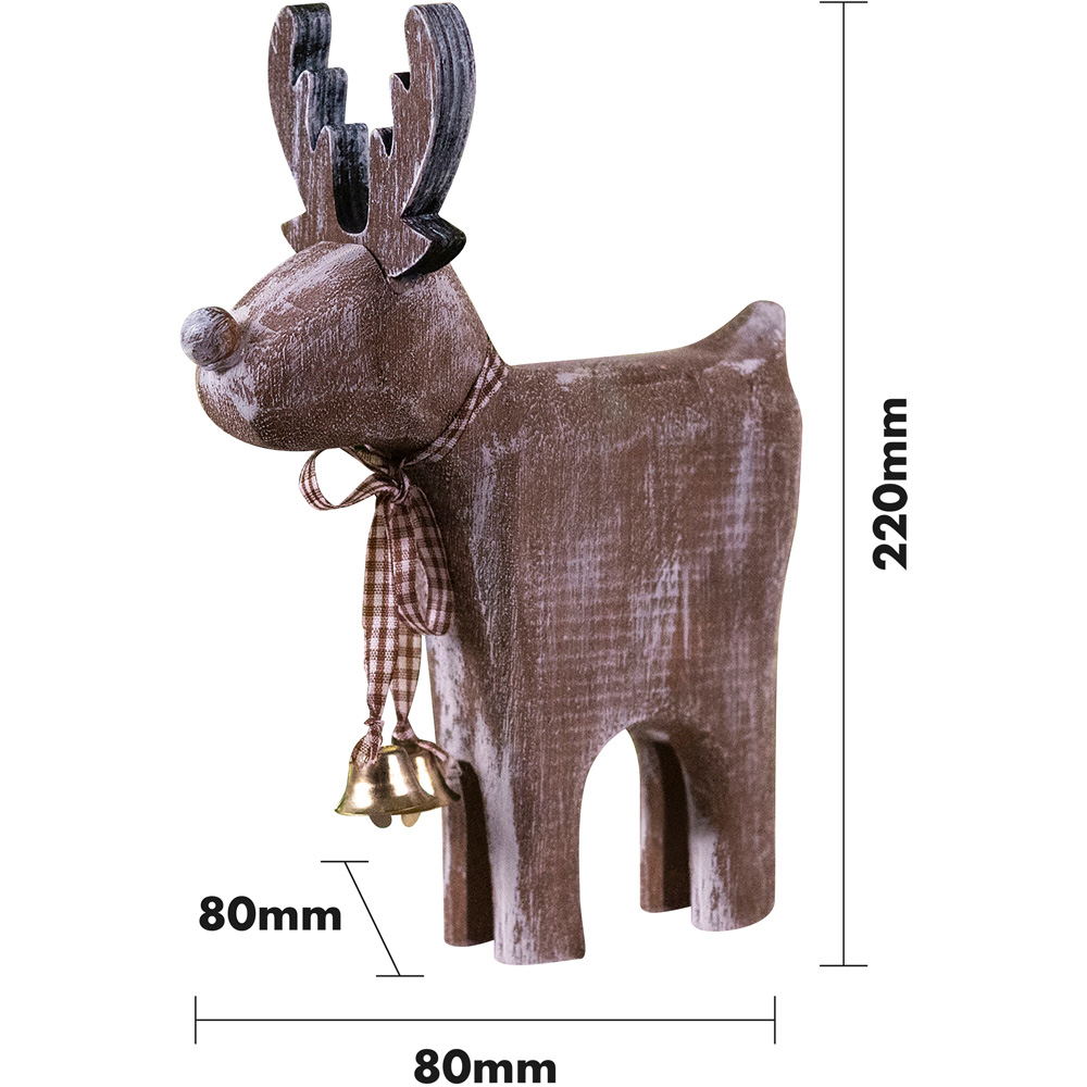St Helens Light Brown Wooden Brushed Snow Effect Reindeer Image 7