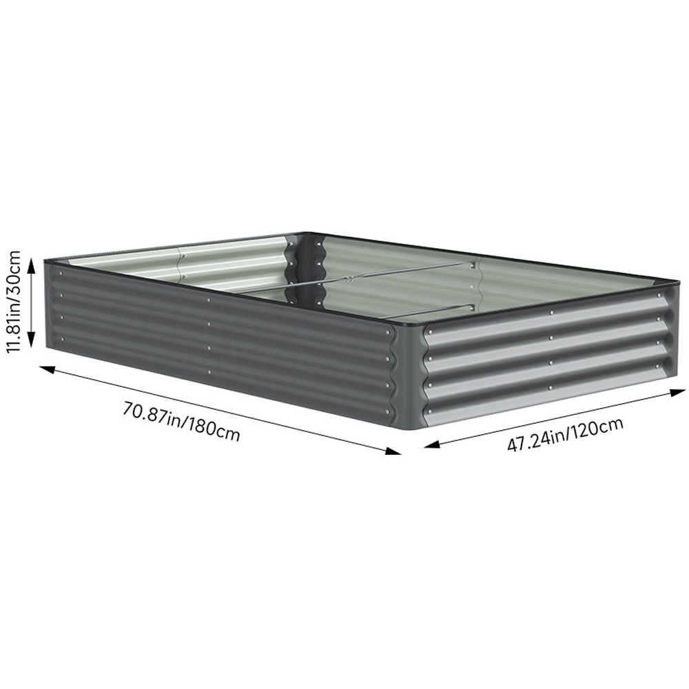 Living and Home Dark Grey Rectangular Galvanised Steel Raised Garden Bed 180 x 120cm Image 8