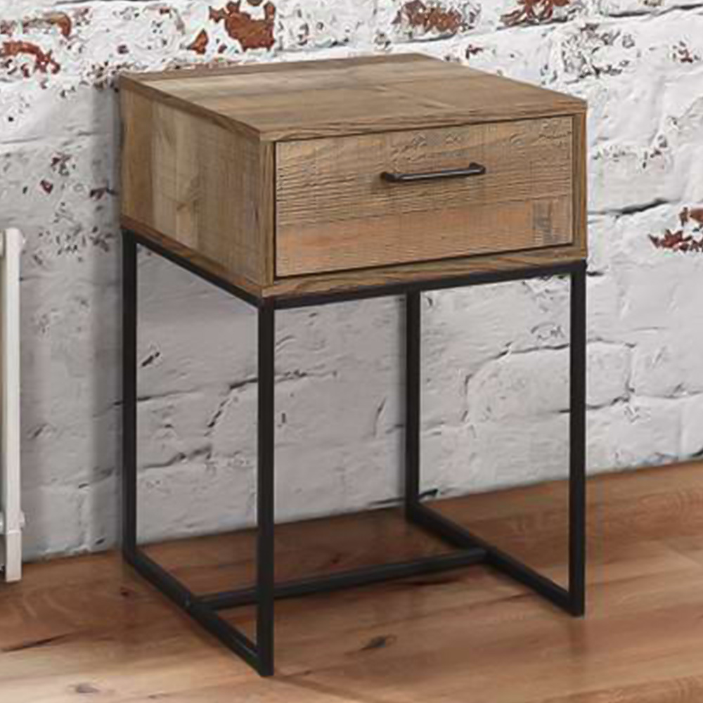 Urban Single Drawer Brown Narrow Bedside Table Image 1