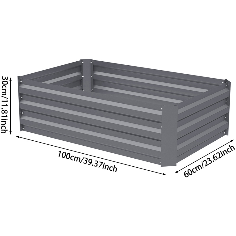 Living and Home 3.2 x 1.9ft Grey Rectangle Weather Resistant Steel Raised Garden Bed Image 9