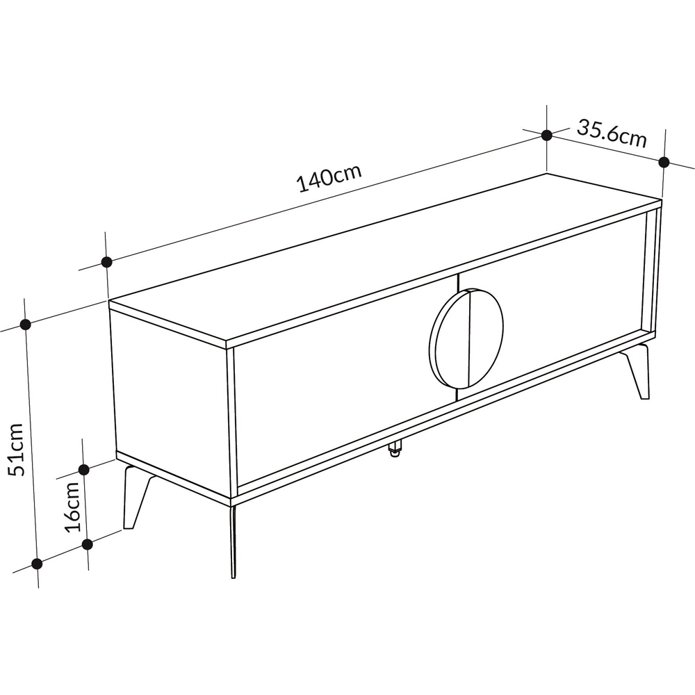 Decortie Gora 2 Door Oak and White TV Unit with Circle Handle Image 7