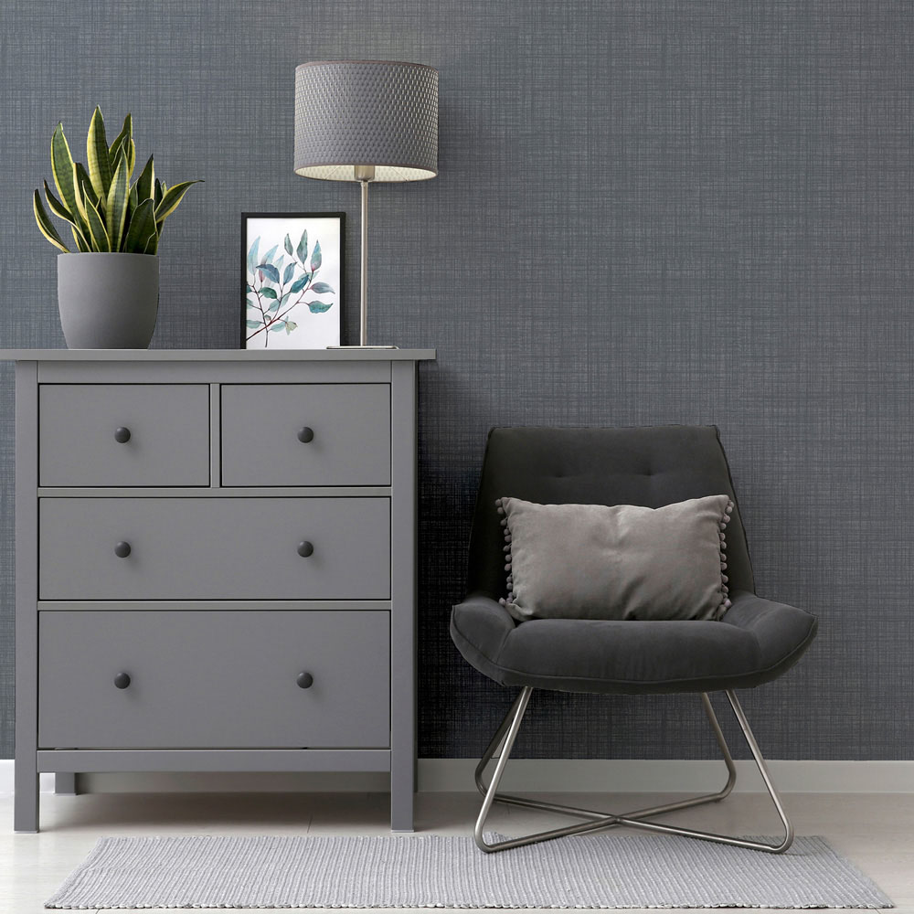 Arthouse Weave Textured Dark Grey Wallpaper Image 3