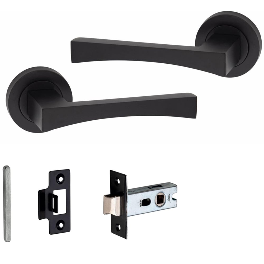 Golden Grace Matt Black Wave Door Handles Set 52mm 5 Pack Image 2