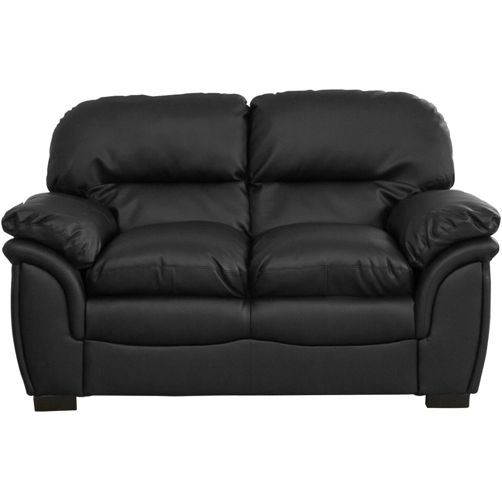 Leverton 2 Seater Black Bonded Leather Sofa Image 2