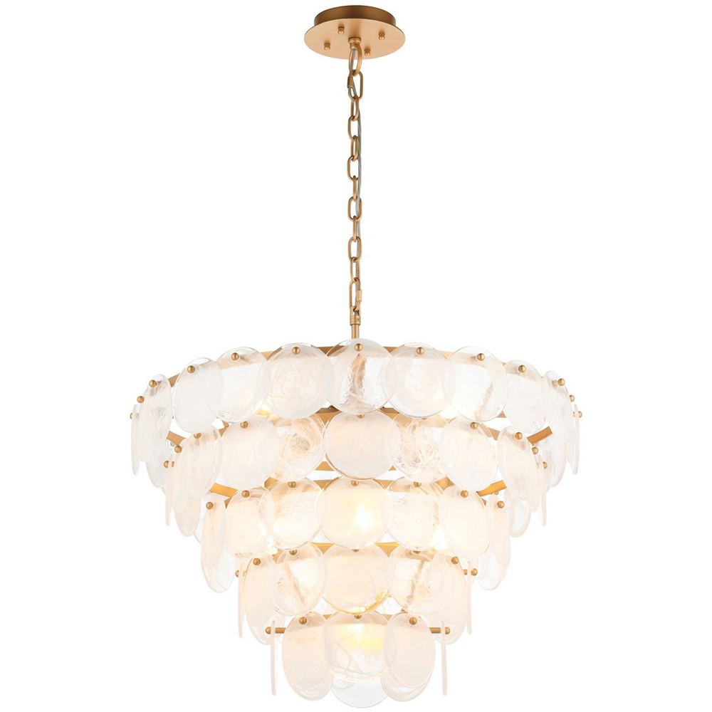 Merano Trapani White Clear Glass Antique Gold Paint Pendant Light Image 3