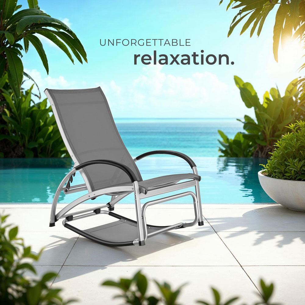 tectake Avignon Grey 2 in 1 Sun Lounger with Adjustable Backrest Image 8