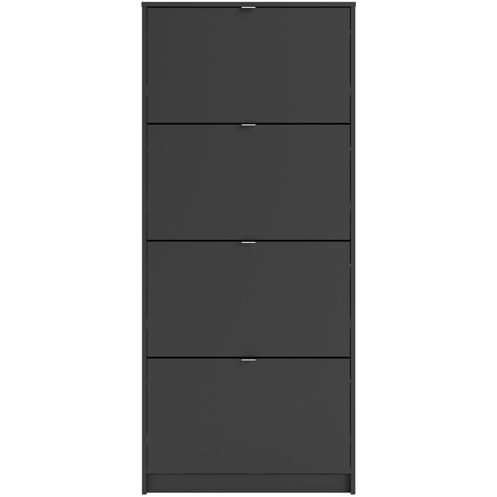 Florence Shoes 4 Flip Door Double Layer Matt Black Shoe Storage Cabinet Image 3