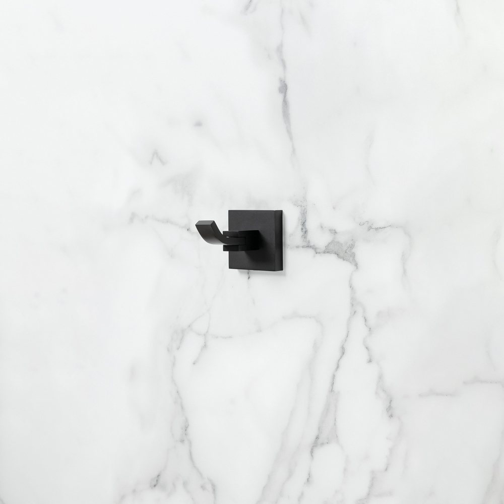 Bristan Solid Brass Matt Black Wall Mounted Square Robe Hook Image 3