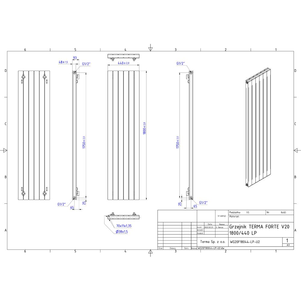 Terma Forte 4167 BTU Metallic Grey Double Panel Radiator 1800 x 440mm Image 9