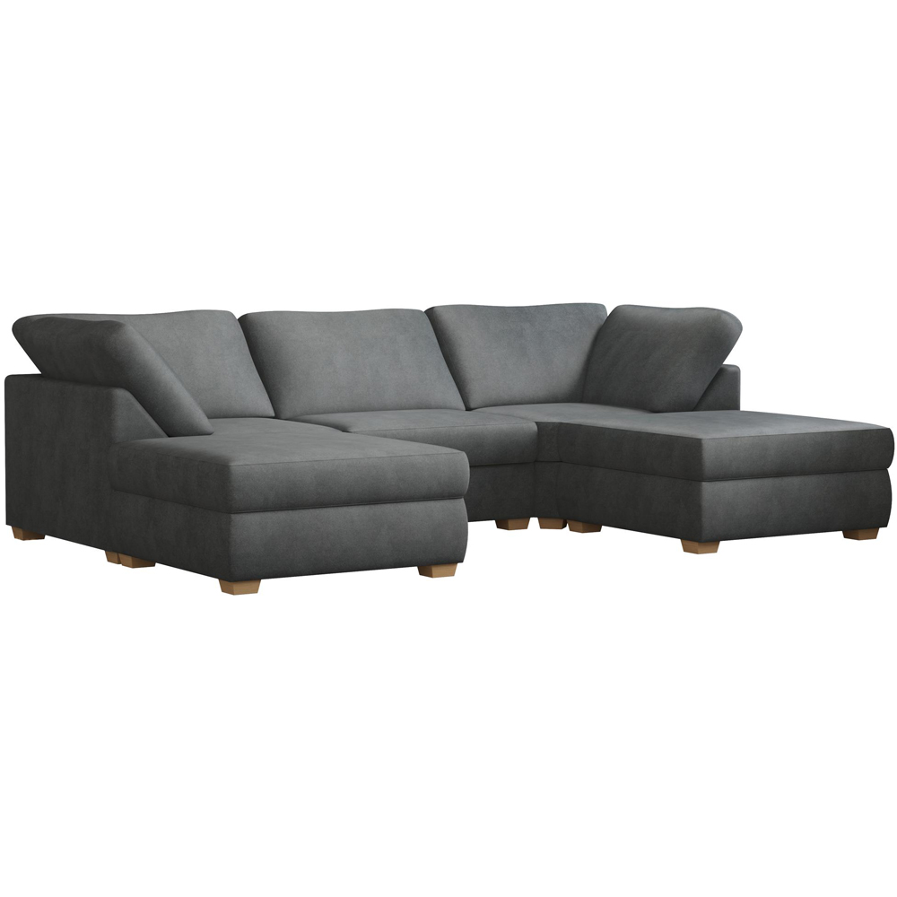 Nestle 5 Seater Steel Plush Velvet Fixed Back U-Shape Sofa Image 3