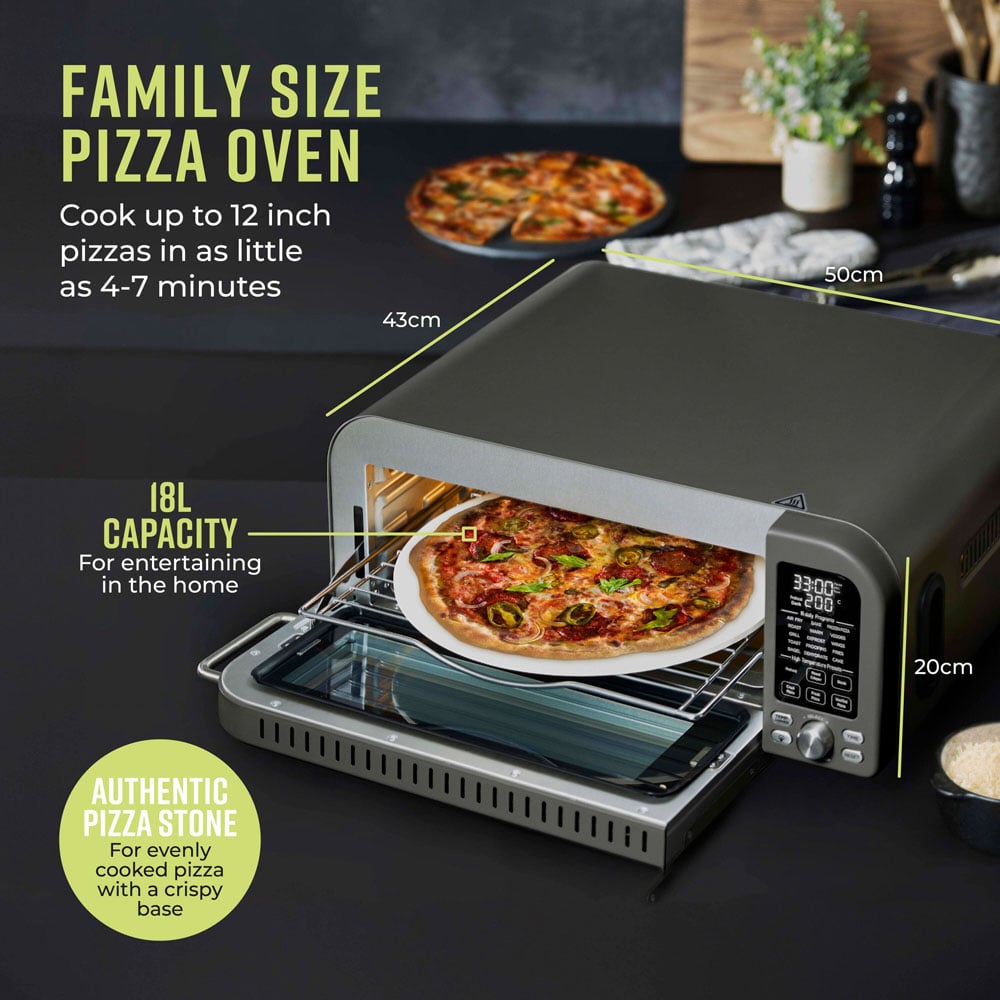 Tower T17141 Grey And Chrome Pizza Oven 400 Degree 18L Image 4