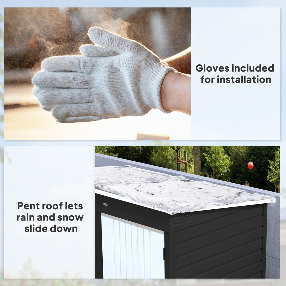 Outsunny 6.2 x 4ft Dark Grey Metal Garden Shed with Lockable Door and Gloves Image 6