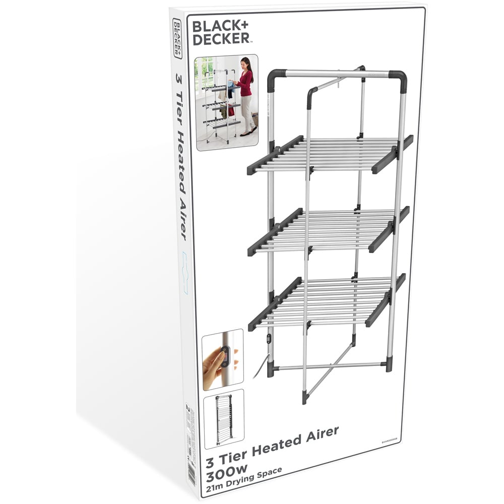 BLACK+DECKER Cool Grey 3 Tier Heated Airer 21m Image 4