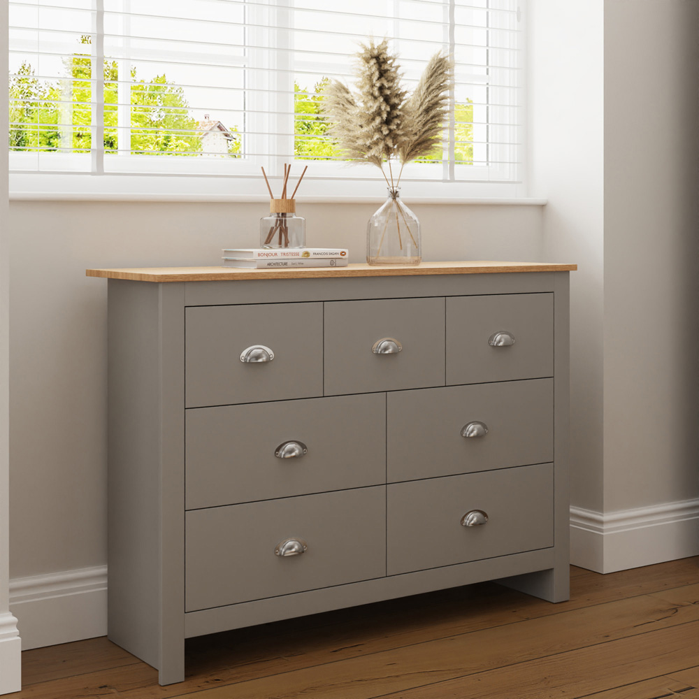 GFW Lancaster 7 Drawer Grey Merchants Chest of Drawers Image 8