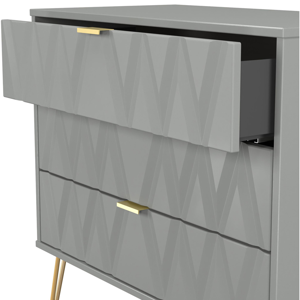 Crowndale Diamond 3 Drawer Dusk Grey Chest of Drawers Ready Assembled Image 6