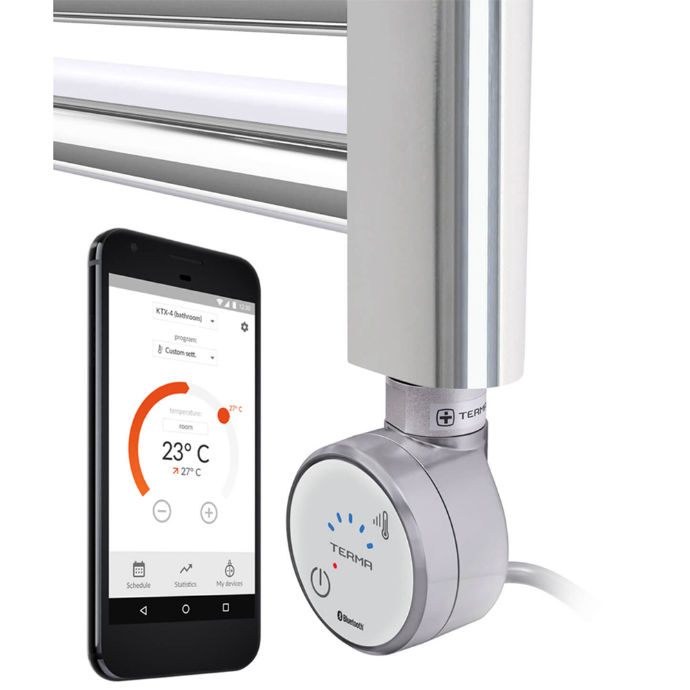 Terma Leo Chrome Electric Towel Rail with MOA Blue Element Upgrade 800 x 500mm Image 5